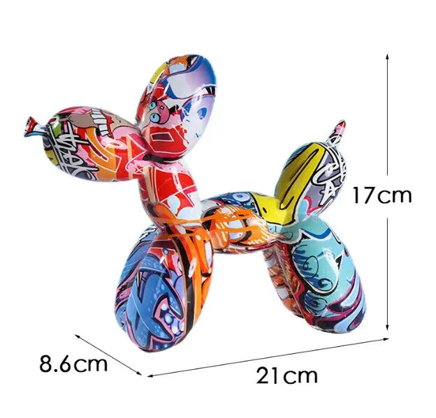 Bunte Ballonhund-Figuren Künstlerische Graffiti-Statuen für Wohnzimmer Couchtisch Süßer trendiger Schmuck für Schreibtischdekoration | Skanto
