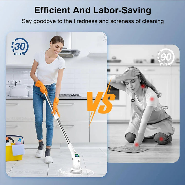 Skanto | Einfache Reinigungslösung: 8-in-1 Multifunktionale elektrische Reinigungsbürste – Kabellos und rotierend für Bad, Küche, Fenster und Toilette