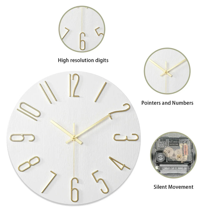 Wanduhr aus Holz im skandinavischen Stil