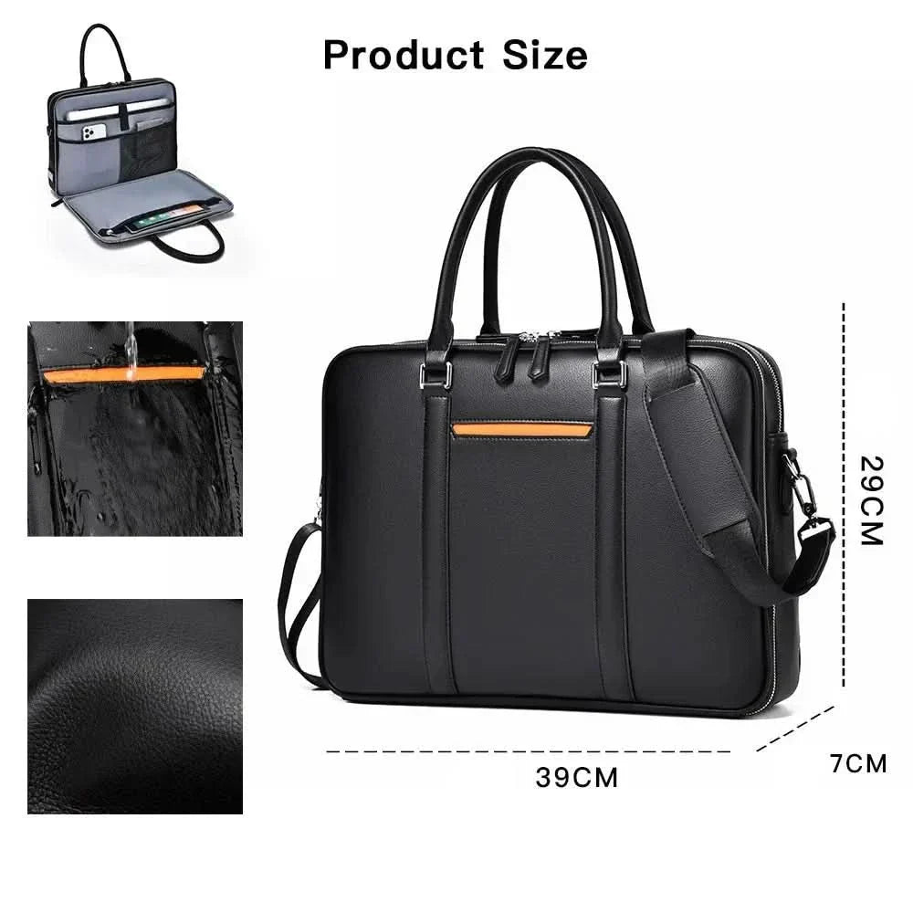 Skanto | Manhattan Business-Laptoptasche aus Leder – Umhängetasche für Dokumente