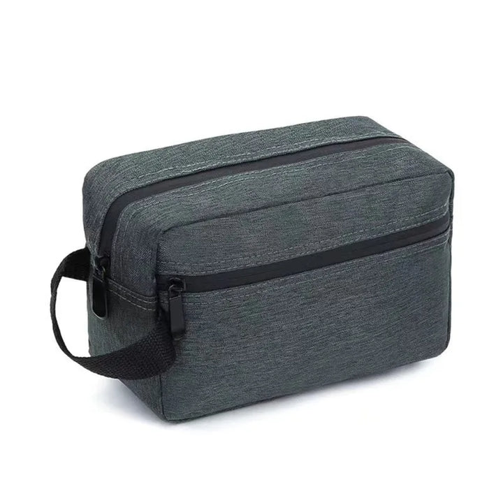 Skanto | Nylonéa Kulturbeutel Unisex | Wasserabweisend | Ledergriff mit Canvas-Design | Für Reise und Alltag