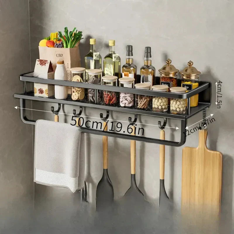 Skanto | Wandmontiertes Küchenregal – Platzsparendes und stilvolles Aluminiumregal für Küchenutensilien