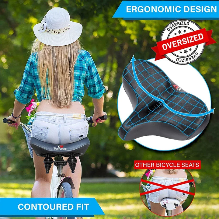 Skanto | Breiter ergonomischer Fahrradsattel – Bequemer Sitz mit Stoßdämpfung für City- und Mountainbikes