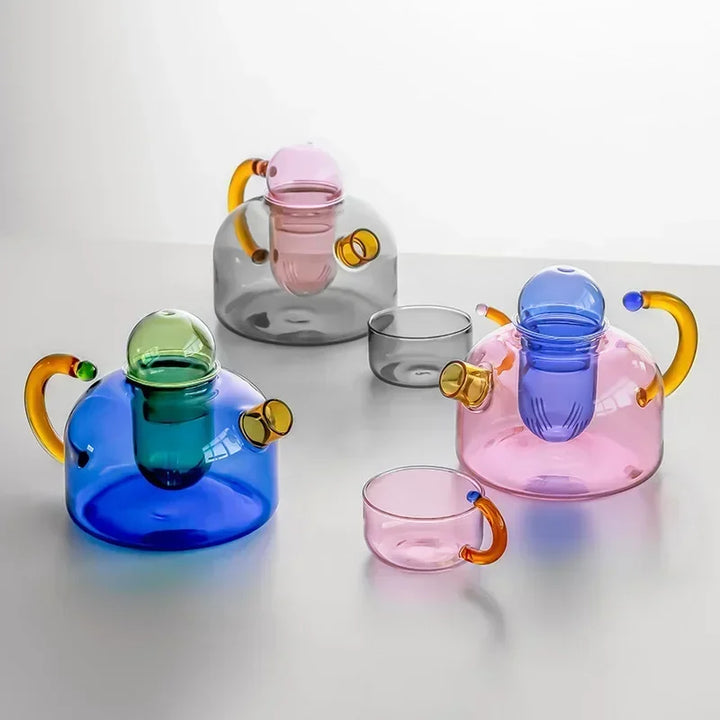 Skanto | Vintage Bunte Glas-Teekanne
