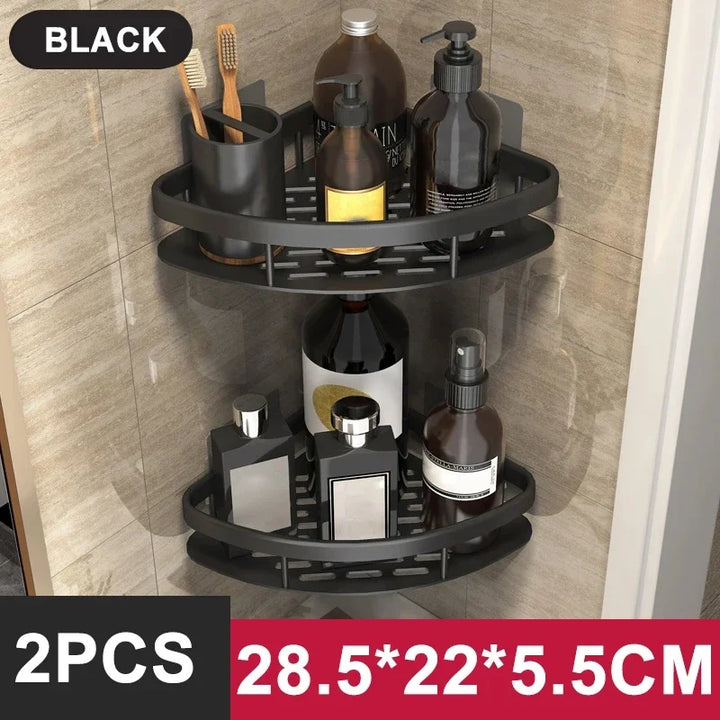 Skanto | Badezimmer-Ablageregal – Eckregal zur Wandmontage ohne Bohren, Duschablage für Toilette und Shampoo-Organizer, Bad-Accessoire