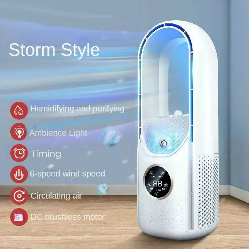 Skanto | AeroCool Breeze Bladeless Fan 2025 | 6 Geschwindigkeiten | Leiser Luftkühler & Luftbefeuchter | USB-Anschluss | Für Büro & Zuhause