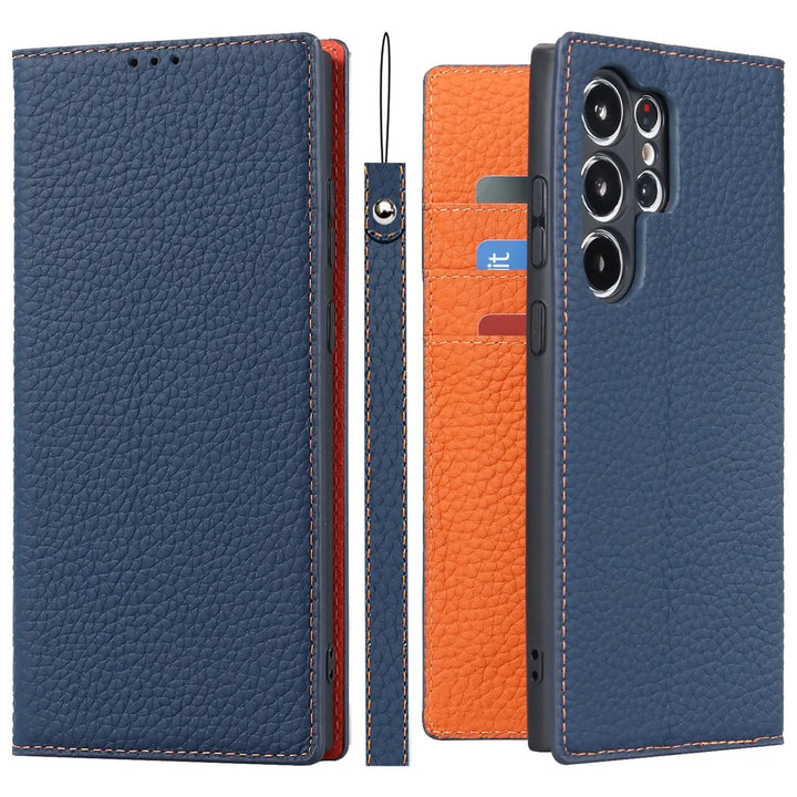 Echtleder-Brieftaschenhülle für Samsung Galaxy S23 Ultra Skanto