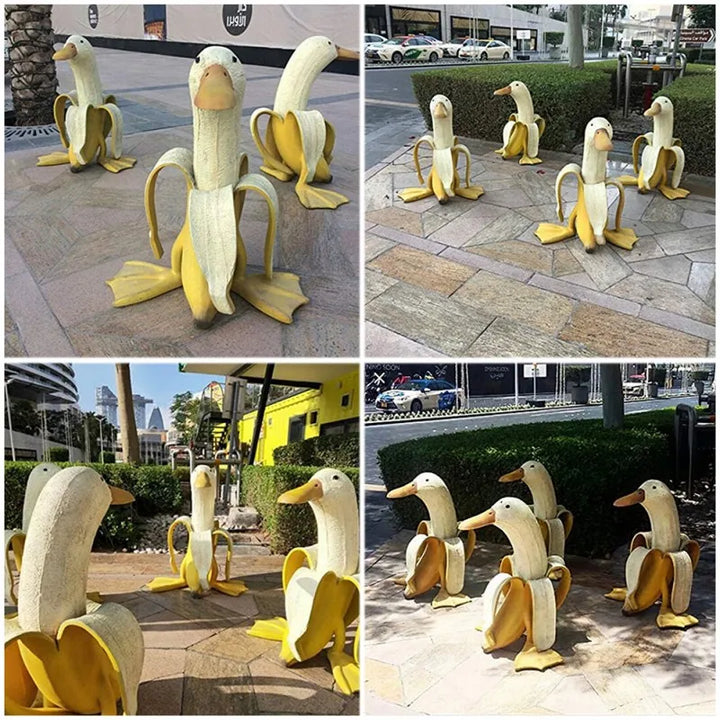 Skanto | Bananen-Ente Skulptur | Verspielte Gartendekoration!