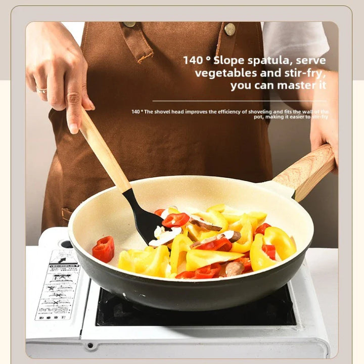 Skanto | Culinora Silikon Küchenutensilien-Set | Hitzebeständig bis 230°C | 12-teilig mit Holzgriffen | Schneebesen, Spatel, Zange & Mehr