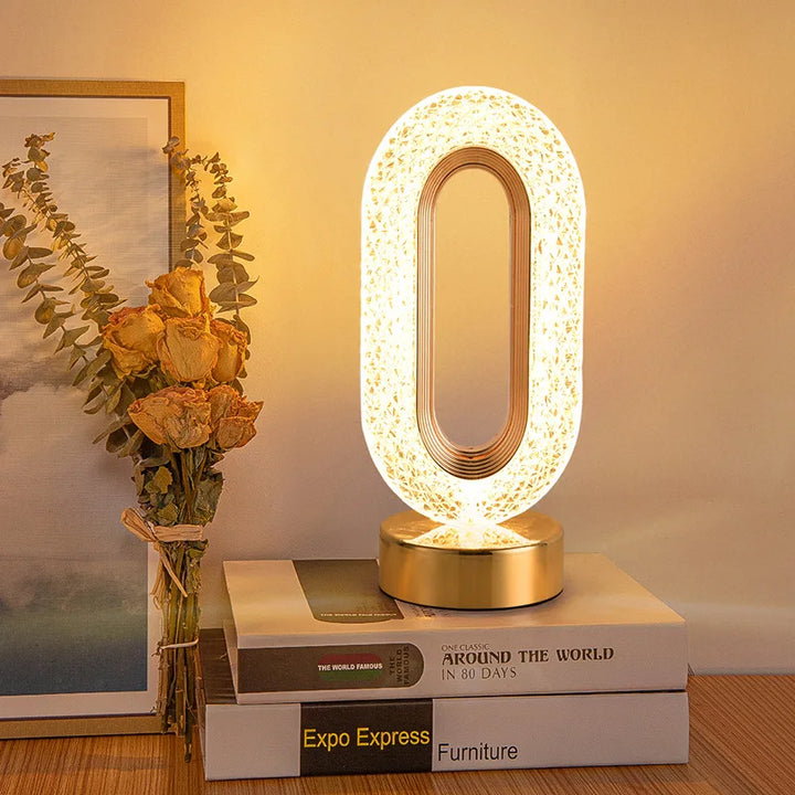 Skanto | Kristall-LED-Tischlampe: Dimmbar, USB-Laden, Touch- & Fernbedienung