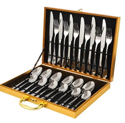 Skanto | Opulentes Gold-Besteckset – Das elegante 24-teilige Gold- und Silber-Besteckset