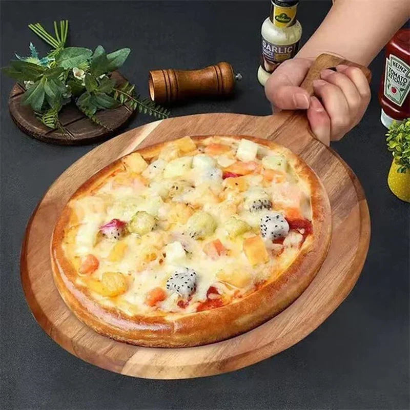 Skanto | Pizzaschieber und Servierbrett aus Akazienholz mit Griff
