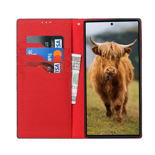 Echtleder-Brieftaschenhülle für Samsung Galaxy S23 Ultra Skanto