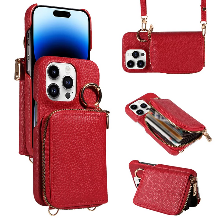 Skanto | Premium Leder Multifunktions-iPhone-Hülle mit Anti-Entmagnetisierungsschutz