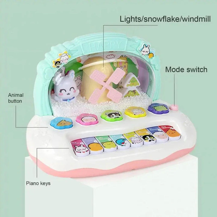 Skanto Kinder Cartoon Elektronisches Klavier mit Tiergeräuschen & Lichtern – Pädagogisches Musikinstrument-Spielzeug für Kinder ab 3 Jahren, perfektes Geburtstagsgeschenk