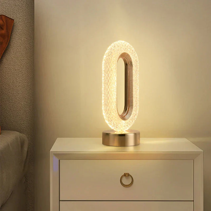 Skanto | Kristall-LED-Tischlampe: Dimmbar, USB-Laden, Touch- & Fernbedienung