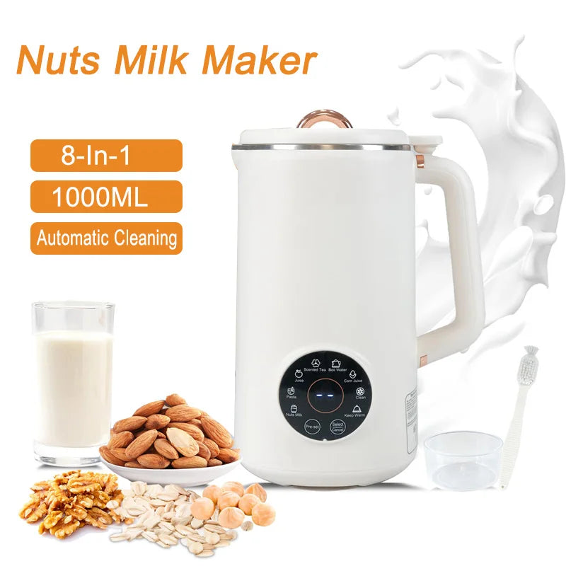 Skanto | PlantPure 8-in-1 Pflanzenmilchbereiter | Für Nuss-, Hafer- & Sojamilch | 1000 ml Fassungsvermögen | BPA-frei