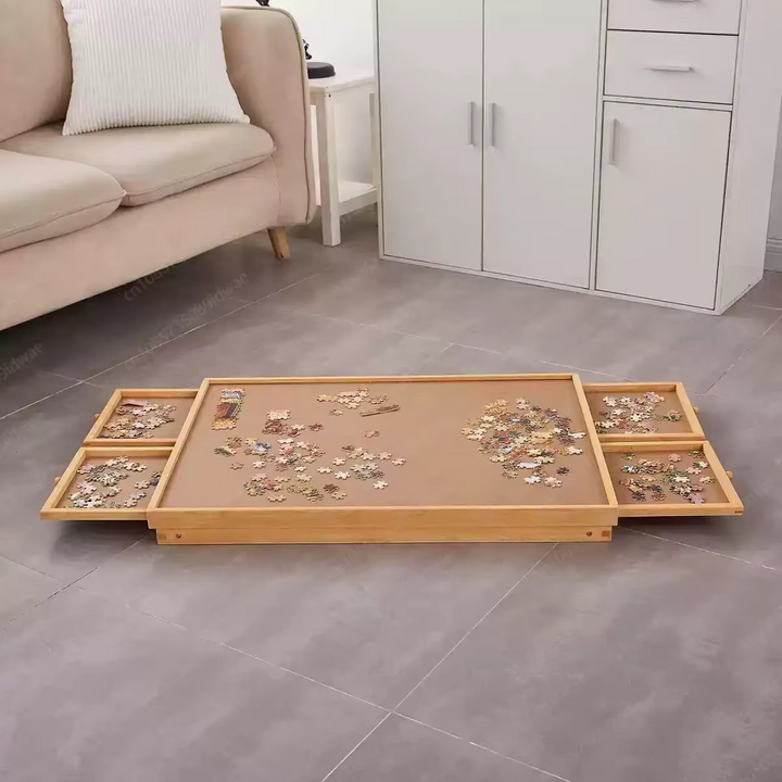 Skanto | Faltbares Holz-Puzzlebrett mit 4 Aufbewahrungsschubladen für bis zu 1500 Teile