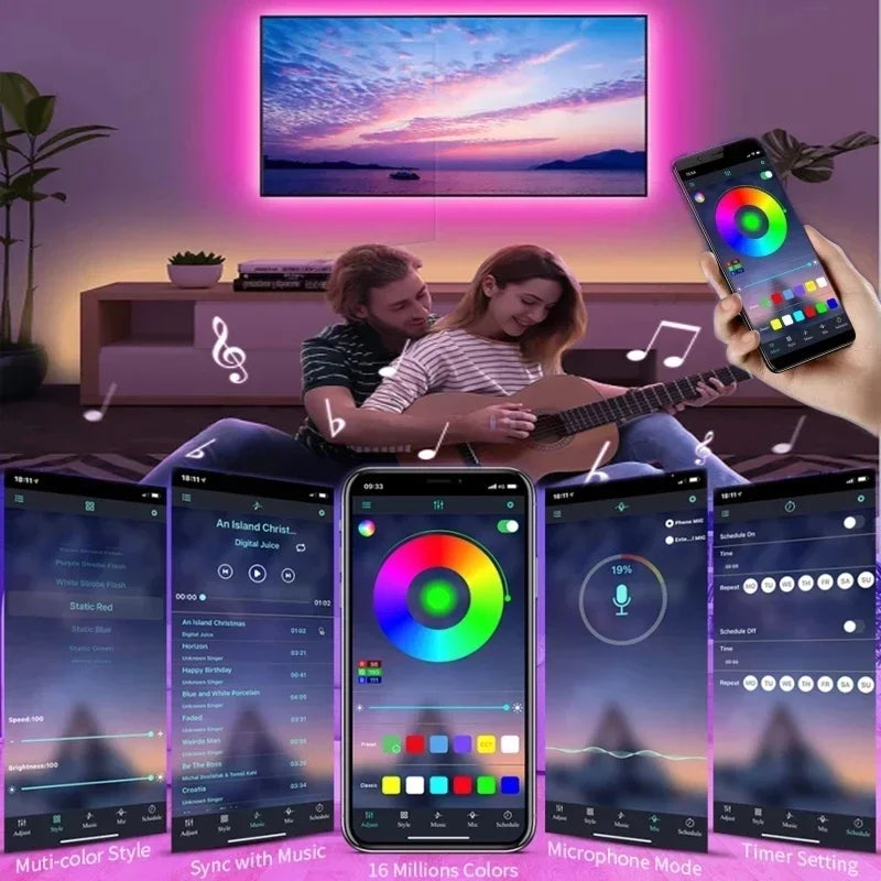 Skanto | USB RGB LED-Lichtstreifen mit App-Steuerung für Raum- & TV-Hintergrundbeleuchtung