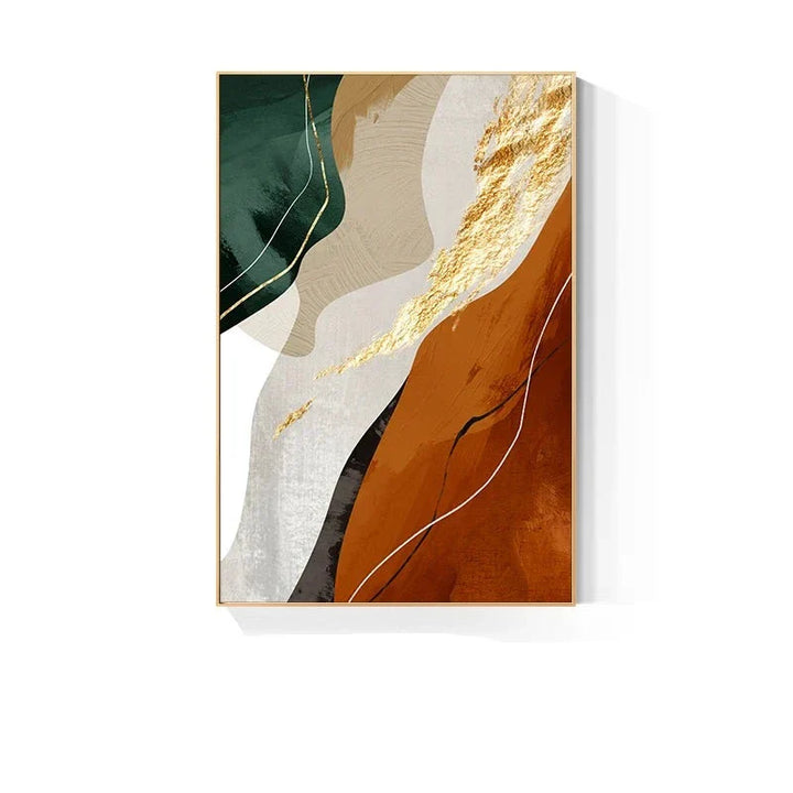 Erdtöne Nordische Abstrakte Geometrische Wandkunst Fine Art Leinwanddruck Grüne Braune Beige Orange Bilder für Wohnzimmer Esszimmer Dekor | Skanto