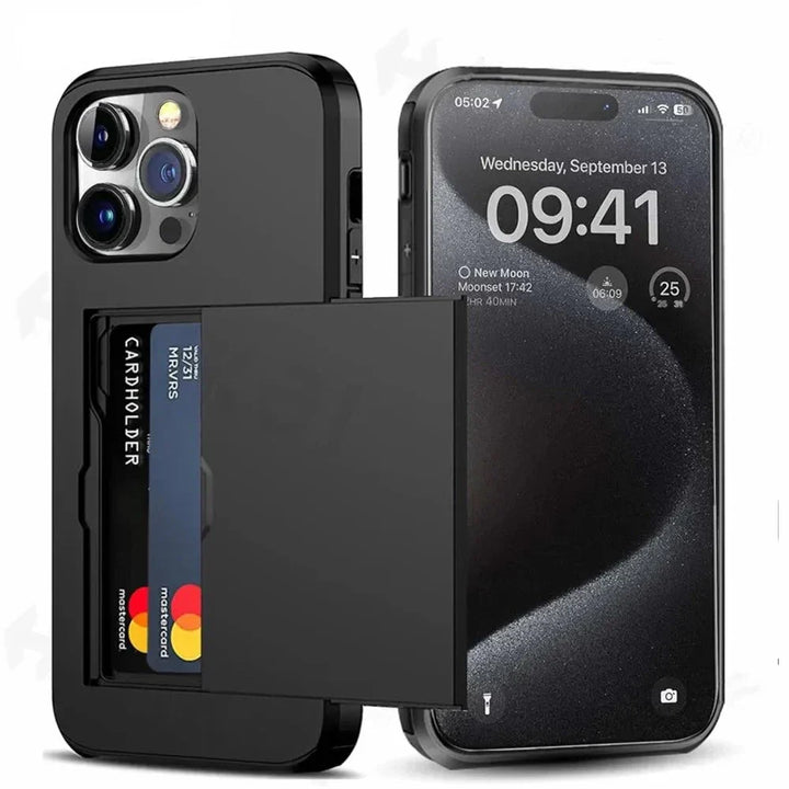 Skanto | LuxShield iPhone Hülle mit Kartenfach | Schlankes Design | Kartenaufbewahrung | Schutz und Stil