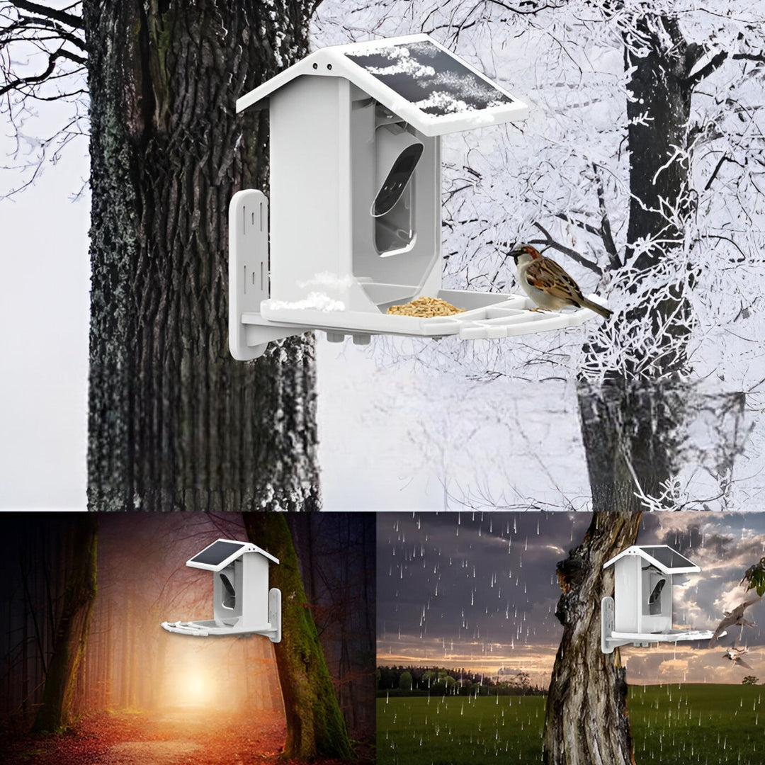 Skanto | Auxco | Intelligentes Vogelhaus mit 1080P HD-Kamera, KI-Vogel-Erkennung & Solarladung