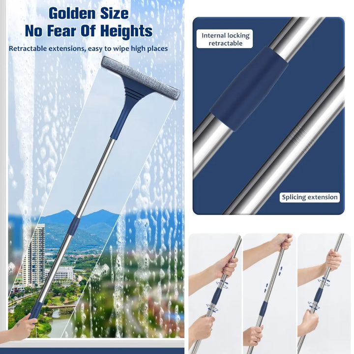 Skanto | FensterFlex 2-in-1 Fensterreiniger | Verstellbarer Teleskopstiel | Tuch und Mikrofaser-Mop | Für Fenster, Glas und Rahmen