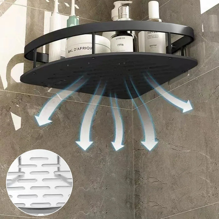 Skanto | Badezimmer-Ablageregal – Eckregal zur Wandmontage ohne Bohren, Duschablage für Toilette und Shampoo-Organizer, Bad-Accessoire