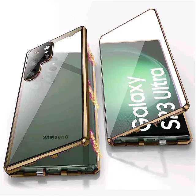 Skanto | Metall-Aluminiumlegierung 360 Hülle mit Sicherheitsverschluss für Samsung Galaxy S24-S23 Serie
