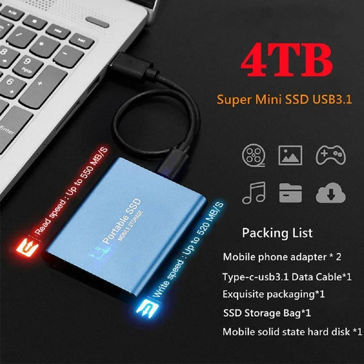 Skanto | Hochgeschwindigkeits-Externe Solid State Drive 1TB Tragbare Externe Festplatte SSD 2TB Externe SSD Festplatte für Laptop Mac
