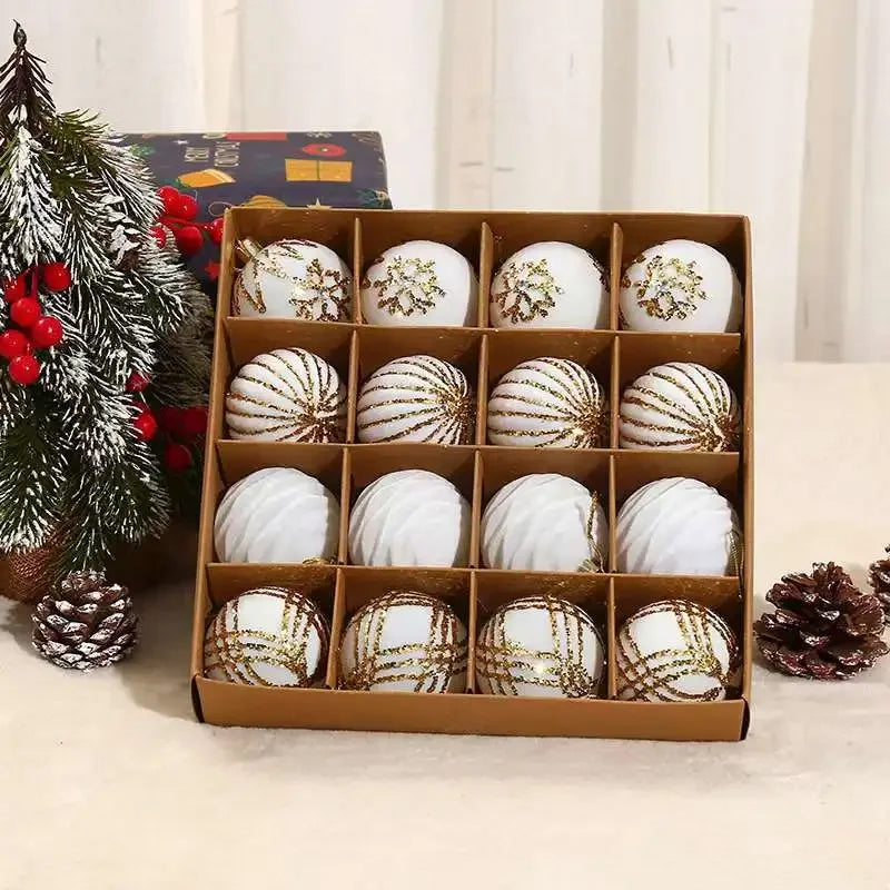 Beflockte Weihnachtsbaumkugeln – Bordeauxrote und dunkelgrüne Kugeln für die Feiertagsdekoration, Rosa Weihnachtsbaumkugel-Anhänger 16 Stk. 6cm (2.3 inches)