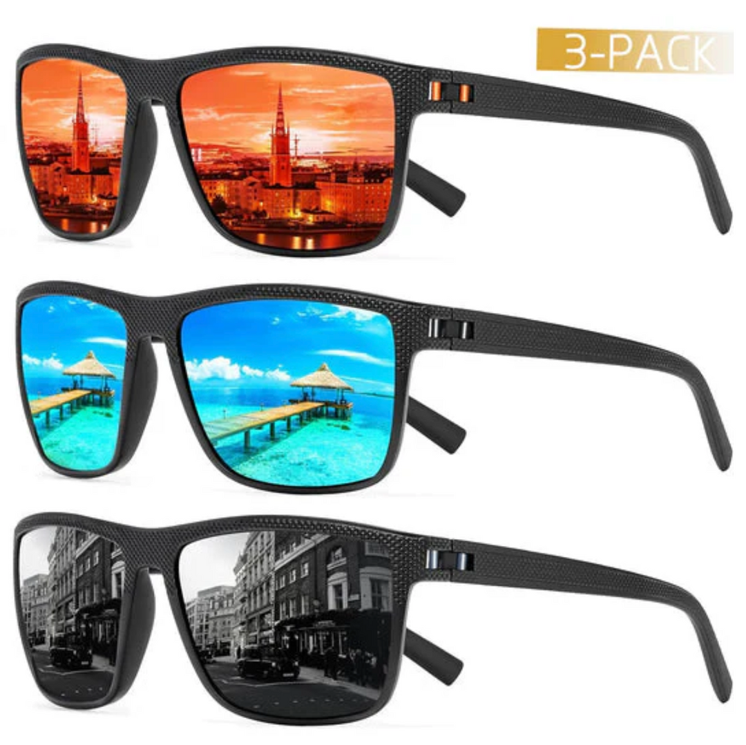 Skanto | ZichtZeker 3-teiliges polarisiertes Sonnenbrillen-Set – UV400 Schutz & Komfort