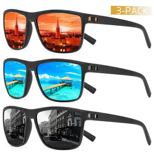 Skanto | ZichtZeker 3-teiliges polarisiertes Sonnenbrillen-Set – UV400 Schutz & Komfort