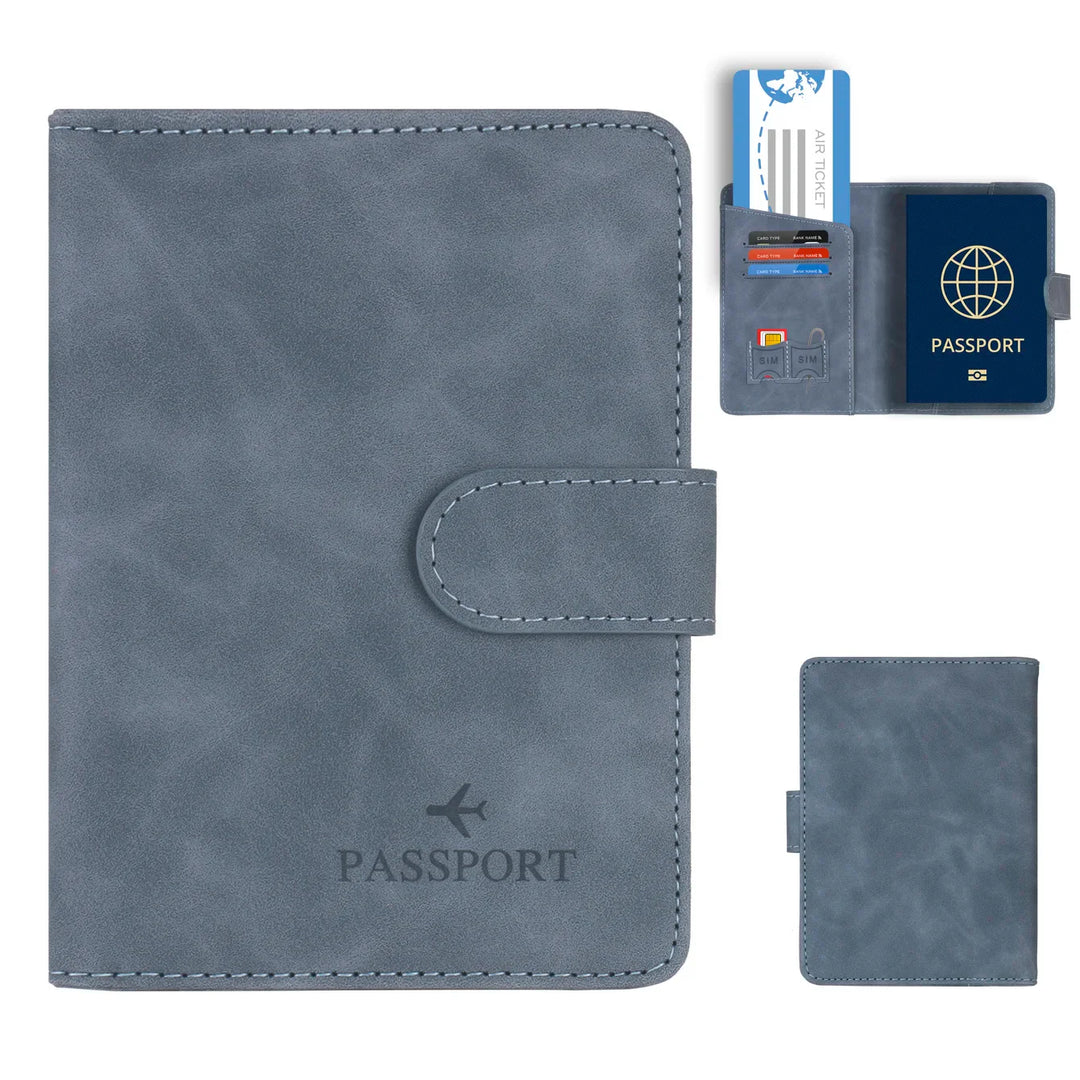 Skanto | Travello Reisepasshülle | RFID-Schutz | Echtes Leder-Optik | Für Damen und Herren