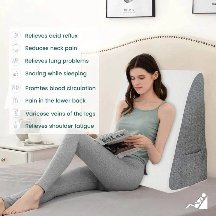 Skanto | Memory Foam Keilkissen: Erhöhtes dreieckiges Kissen zum Schlafen, bei Sodbrennen, nach Operationen – für Schlafzimmer, Wohnheim, Büro