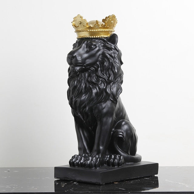 Skanto Tierfigur Harz Kronenlöwen-Statue Handgemachtes Kunstwerk Geschenk Home Office Dekor Ornament Wohnzimmer Schreibtisch Heimdekoration