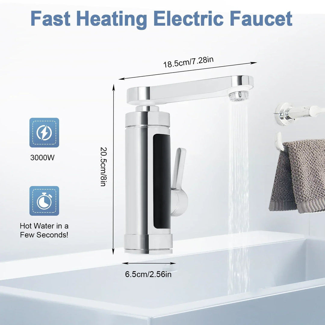 Skanto | ThermoFlow 3000W Instant-Warmwasser-Küchenarmatur mit 360° drehbarem Auslauf – Edelstahl & energieeffizient