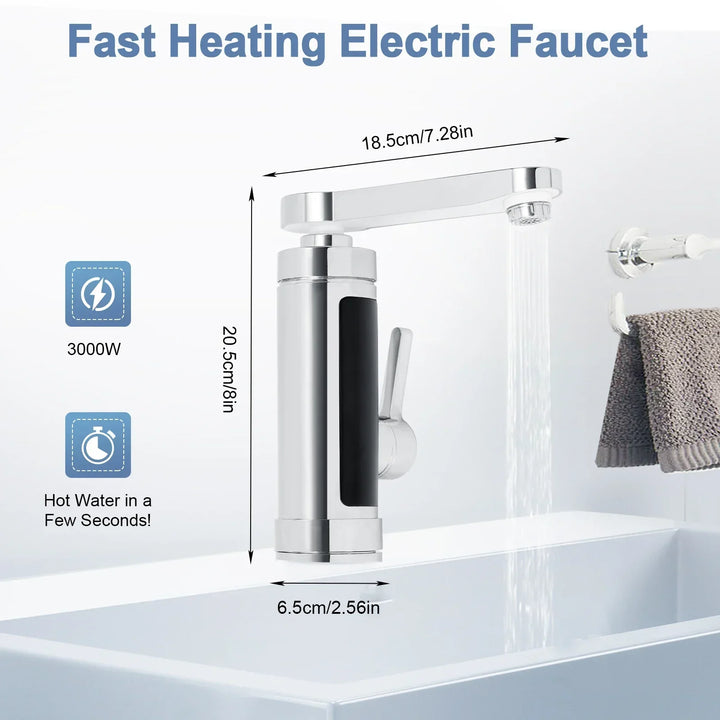 Skanto | ThermoFlow 3000W Instant-Warmwasser-Küchenarmatur mit 360° drehbarem Auslauf – Edelstahl & energieeffizient
