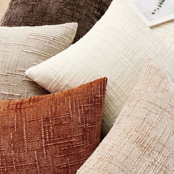 Skanto | Chenille-Zierkissenbezug Bambus-Textur Uni-Farbe