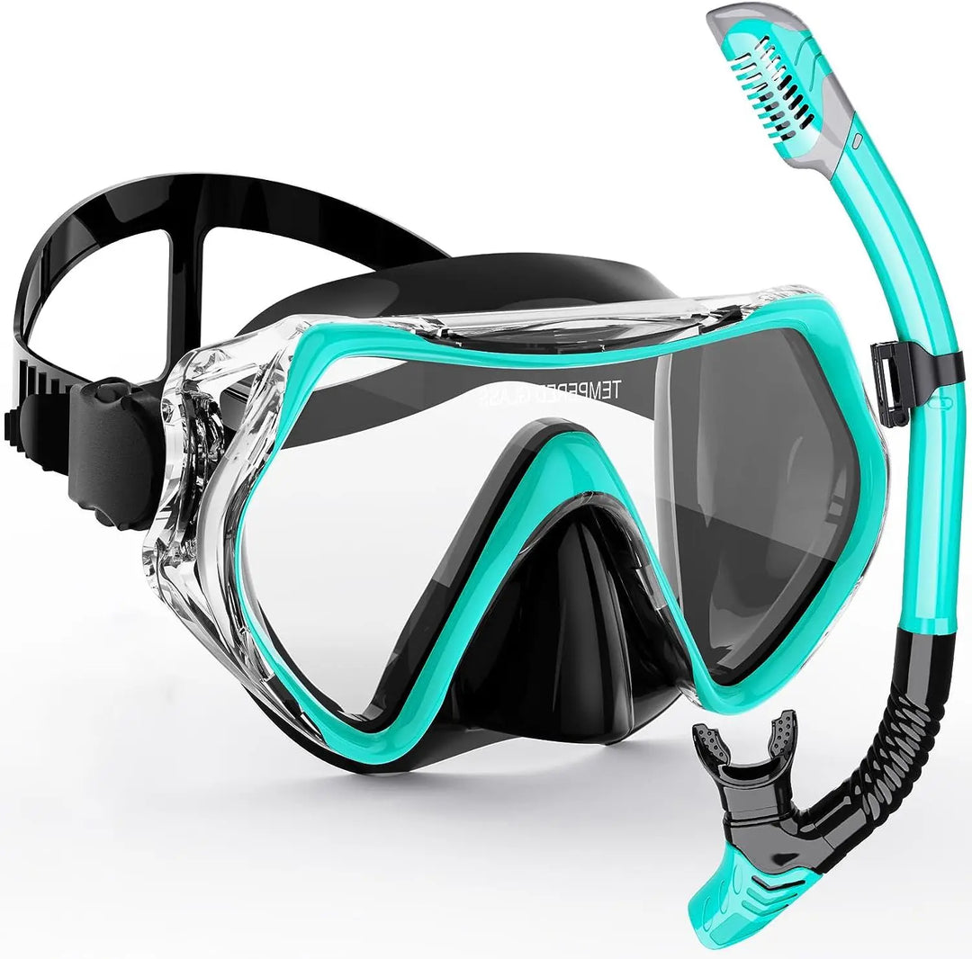 Skanto | AquaVision Schnorchelmasken-Set für Erwachsene | Anti-Beschlag & Schlagfest | Silikon-Dichtlippe & Trockenschnorchel | 180° Sichtfeld