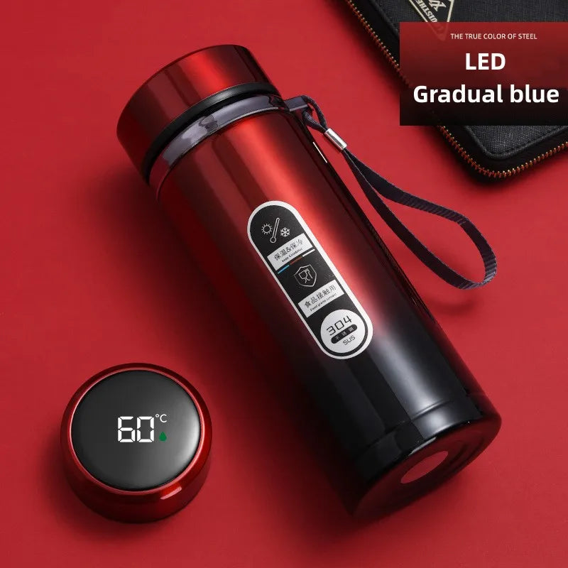Skanto | 800ml-1L Edelstahl-Thermoskanne – Tragbare Vakuumflasche mit LED-Temperaturanzeige