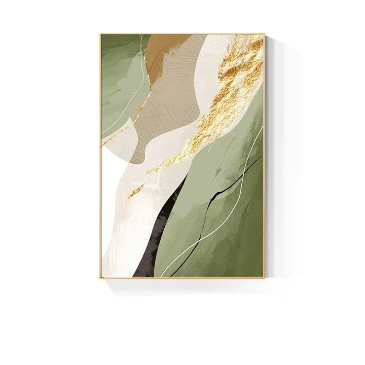 Erdtöne Nordische Abstrakte Geometrische Wandkunst Fine Art Leinwanddruck Grüne Braune Beige Orange Bilder für Wohnzimmer Esszimmer Dekor | Skanto