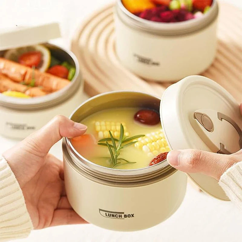 Skanto | Tragbares isoliertes Lunchbox-Set – 3 stapelbare Thermo-Essensbehälter für Erwachsene und Kinder