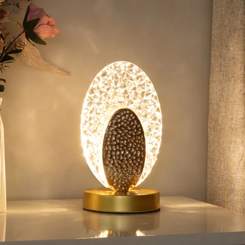 Skanto | Kristall-LED-Tischlampe: Dimmbar, USB-Laden, Touch- & Fernbedienung