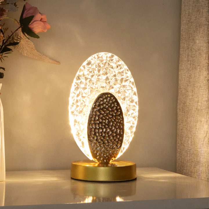 Skanto | Kristall-LED-Tischlampe: Dimmbar, USB-Laden, Touch- & Fernbedienung