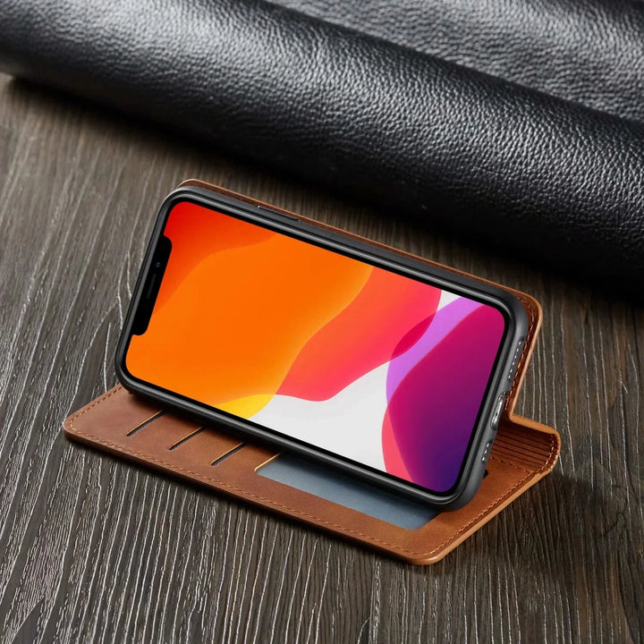 Skanto iPhone Hülle: Magnetische Ledertasche für stilvollen Schutz