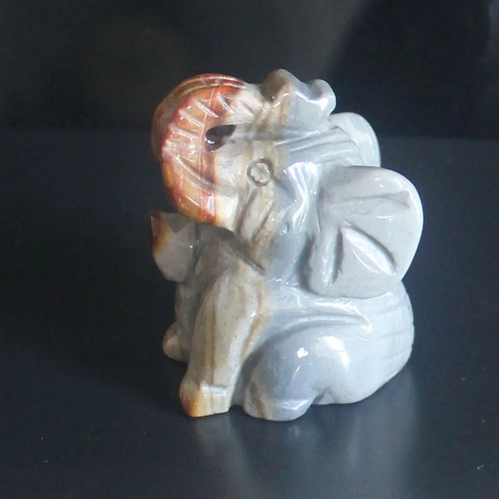 Skanto Figur eines sitzenden Elefanten aus gemischtem Edelstein-Kristall, Tierskulptur, Heimdekoration 2''