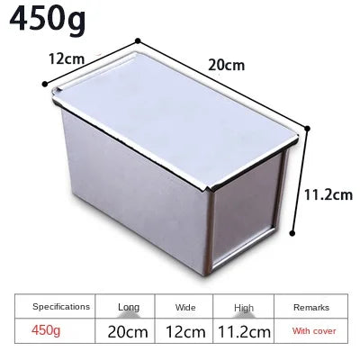 Skanto | Premium Antihaft-Kastenform aus Aluminiumlegierung mit Deckel - Verschiedene Größen (250g/450g/600g/750g/900g/1000g) zum Backen von Brot und Kuchen