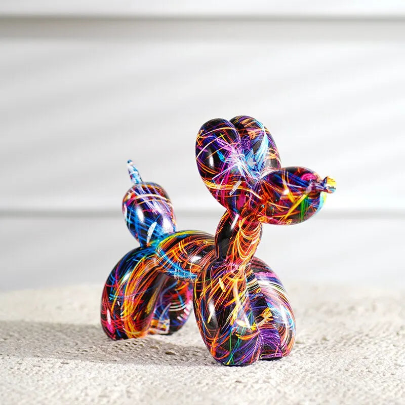 Bunte Ballonhund-Figuren Künstlerische Graffiti-Statuen für Wohnzimmer Couchtisch Süßer trendiger Schmuck für Schreibtischdekoration | Skanto