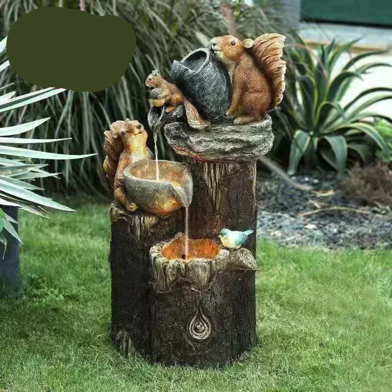 Skanto | Lunaverde Solar Deko Ente & Eichhörnchen | Gartenfigur mit LED-Licht | Wetterfestes Harz | Für Terrasse & Balkon